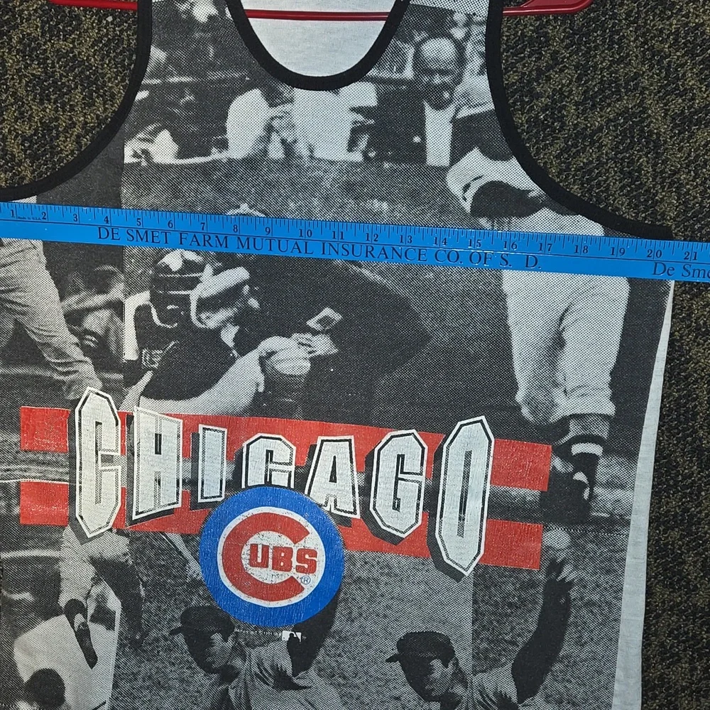 Vintage 1991 Chicago Cubs All Over Print Tank Top Rare Black White